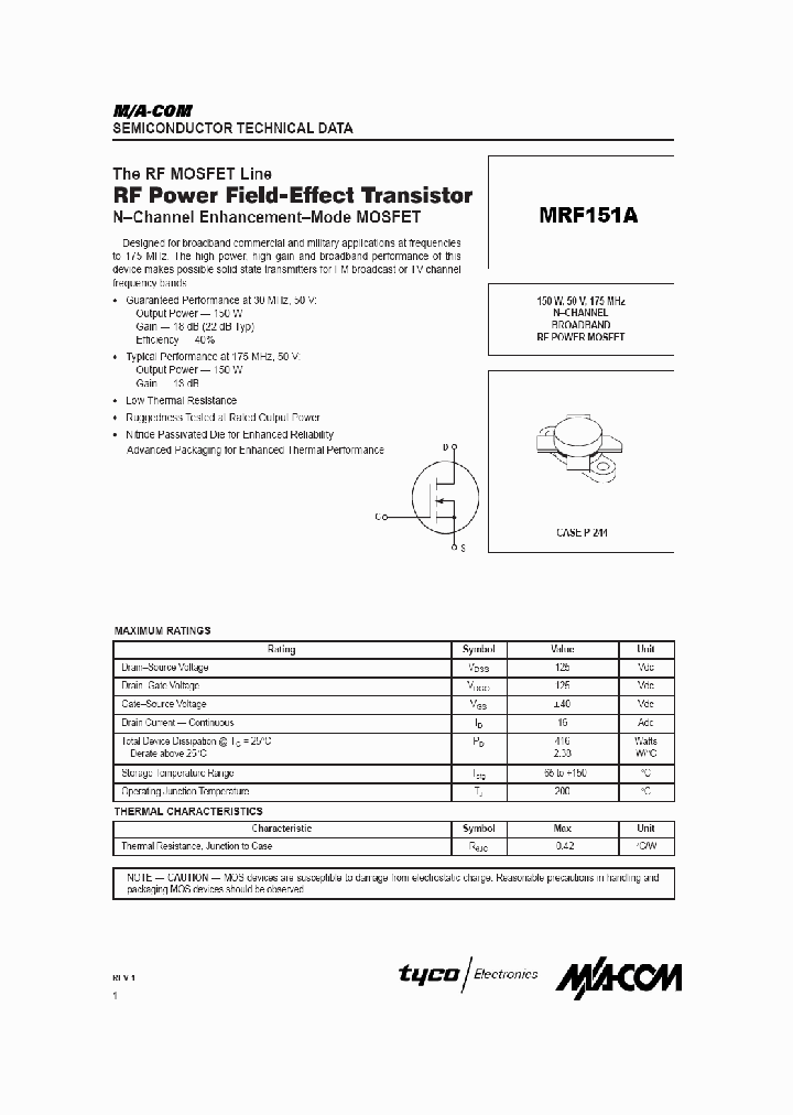 MRF151A_1283442.PDF Datasheet