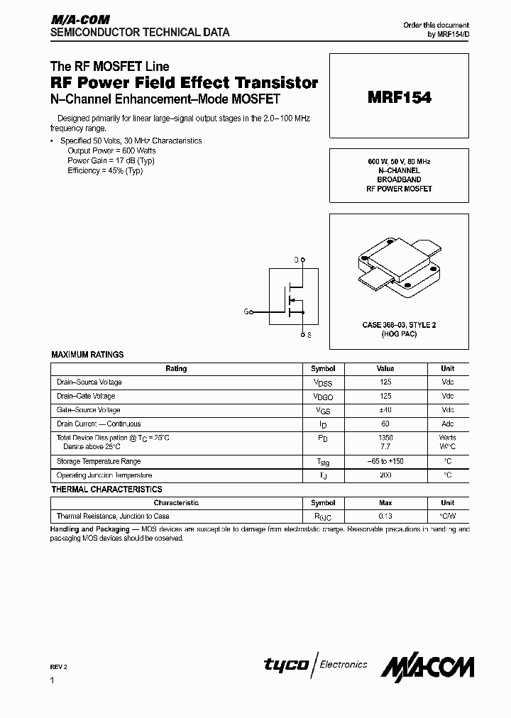 MRF154_1283449.PDF Datasheet