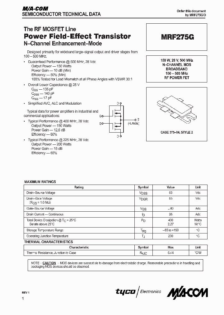 MRF275G_1283511.PDF Datasheet