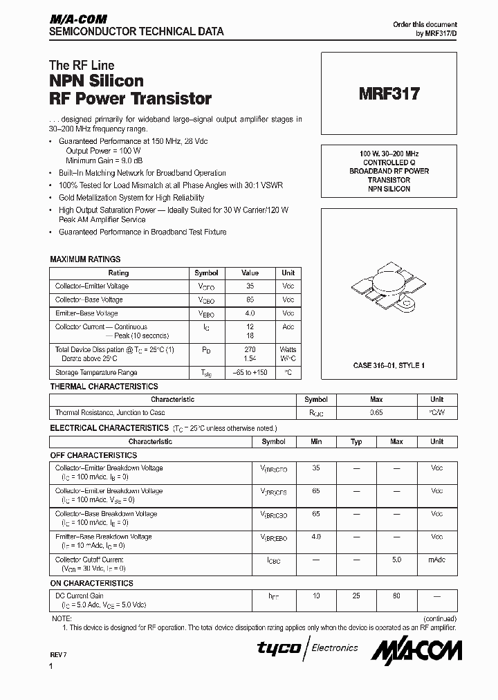 MRF317_1283528.PDF Datasheet
