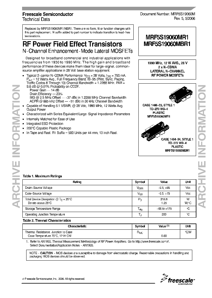 MRF5S19060MR1_1283587.PDF Datasheet