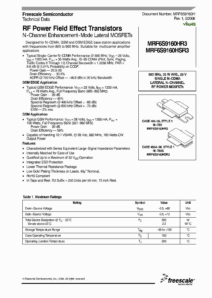 MRF6S9160HSR3_1283646.PDF Datasheet