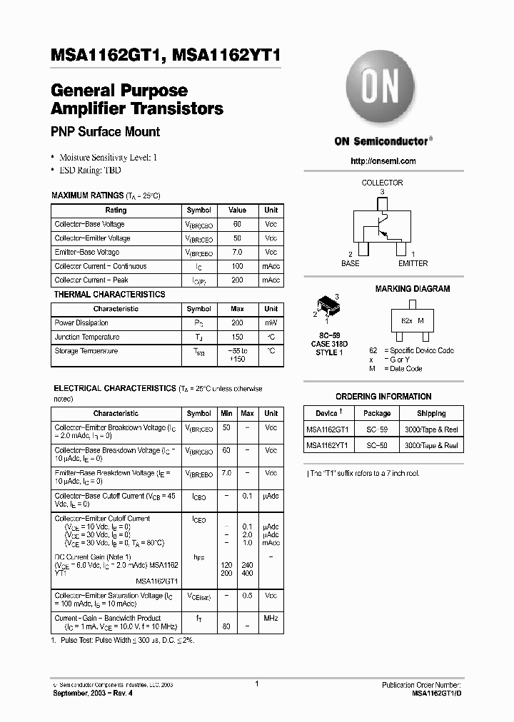 MSA1162YT1_1283997.PDF Datasheet
