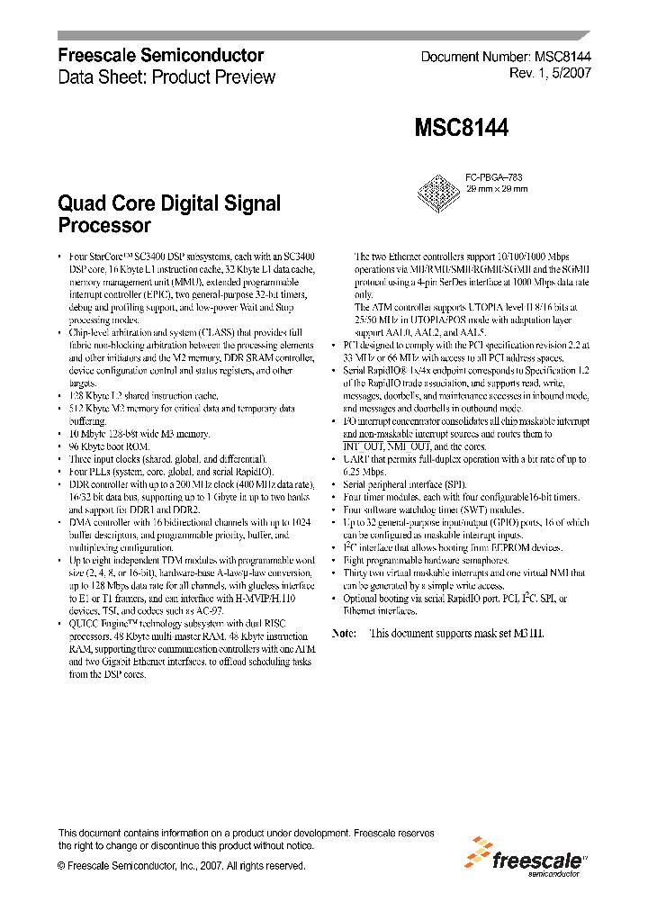 MSC8144_1284271.PDF Datasheet