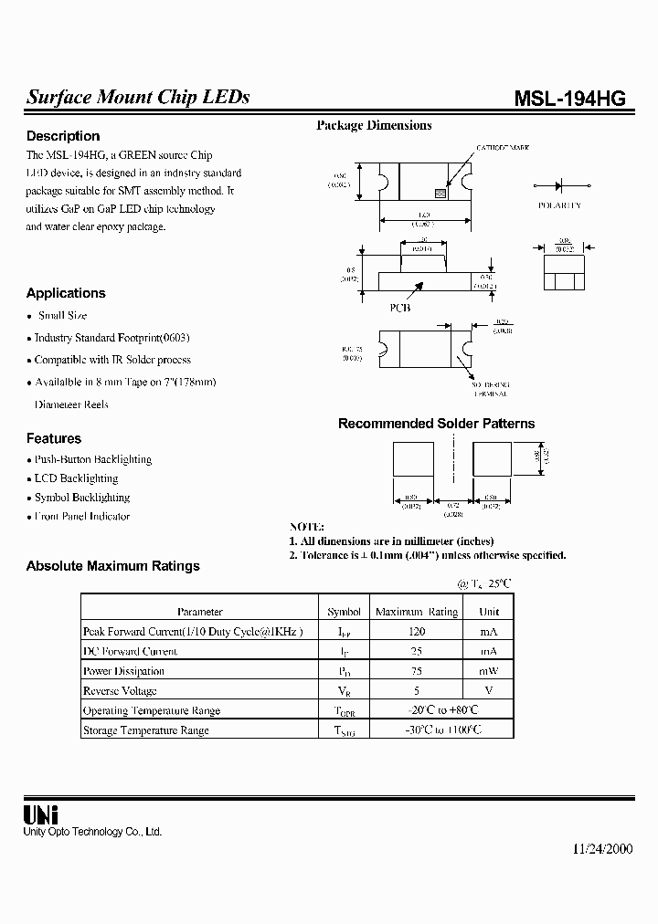 MSL-194HG_1284484.PDF Datasheet