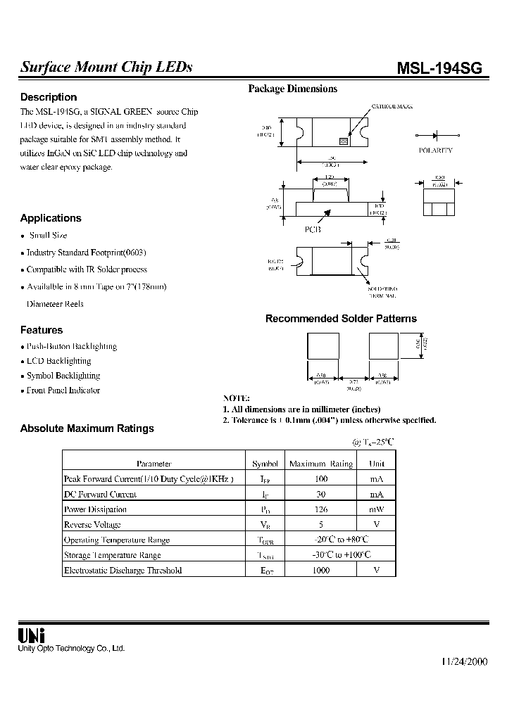 MSL-194SG_1284486.PDF Datasheet