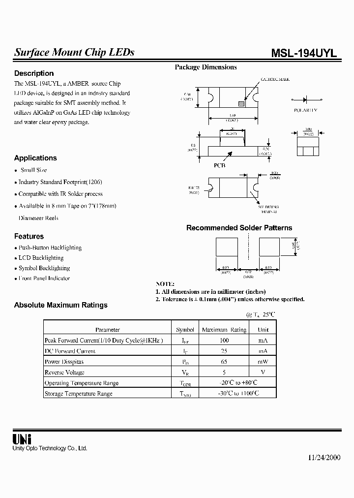 MSL-194UYL_1284491.PDF Datasheet