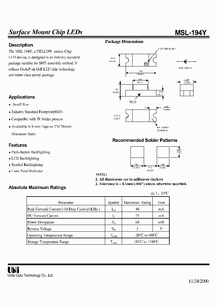 MSL-194Y_1284492.PDF Datasheet