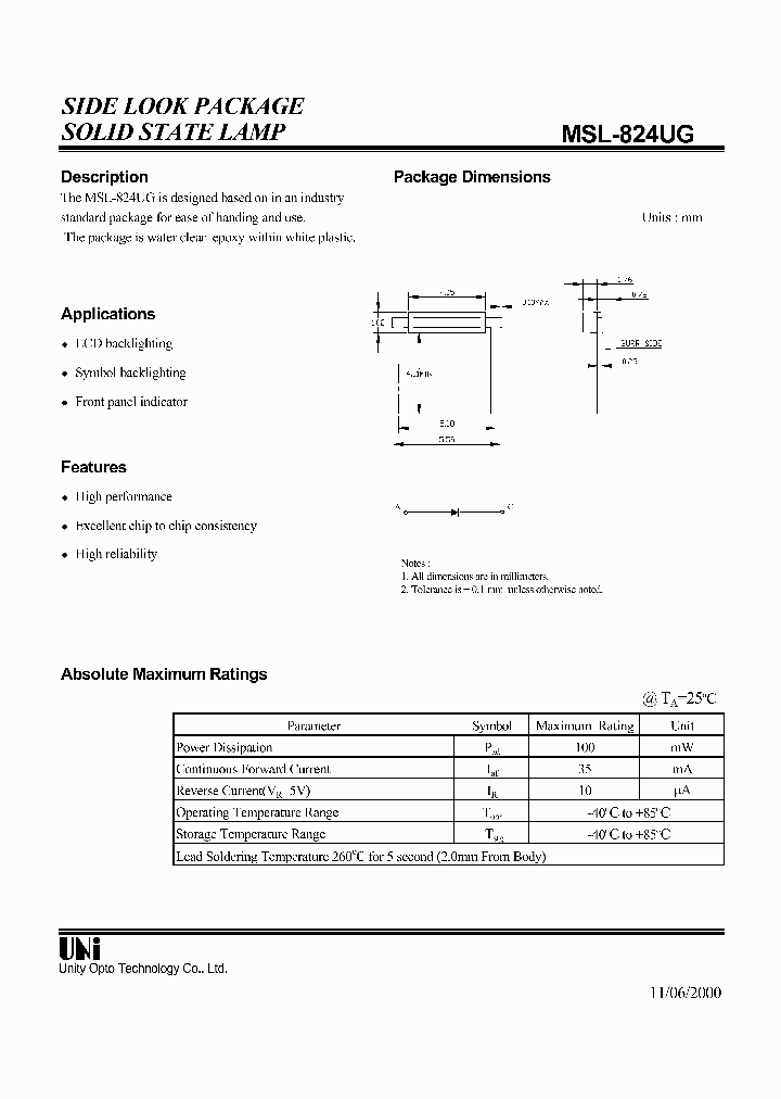 MSL-824UG_1284505.PDF Datasheet