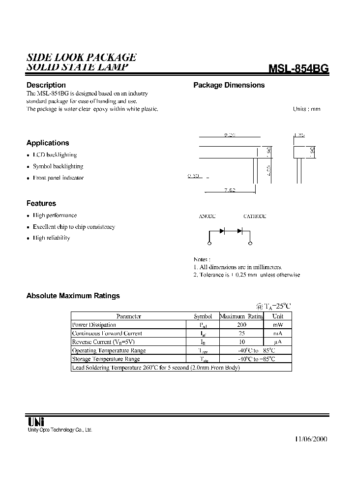 MSL-854BG_1284509.PDF Datasheet