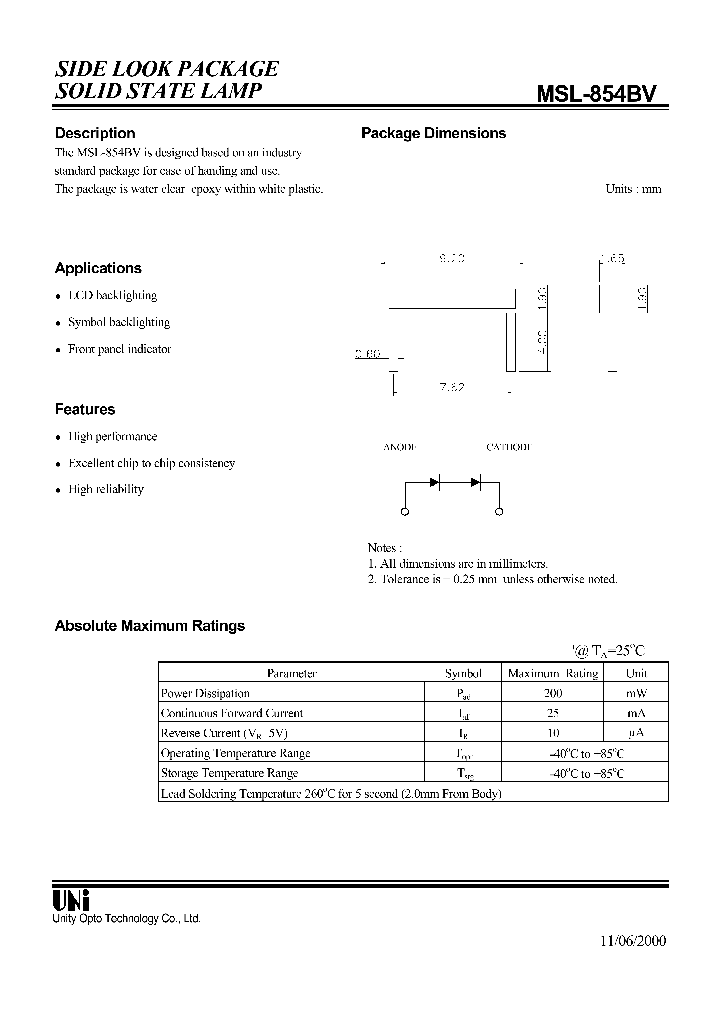 MSL-854BV_1284510.PDF Datasheet