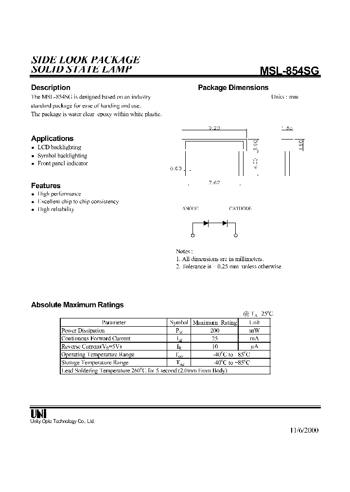 MSL-854SG_1284512.PDF Datasheet