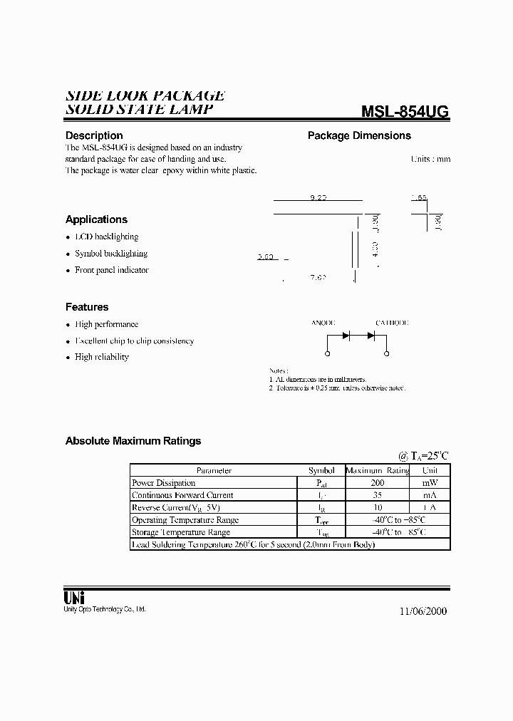 MSL-854UG_1284515.PDF Datasheet