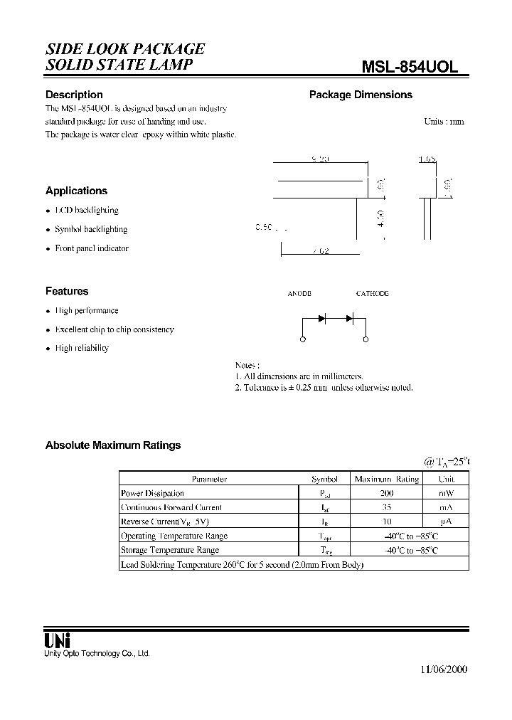 MSL-854UOL_1284516.PDF Datasheet