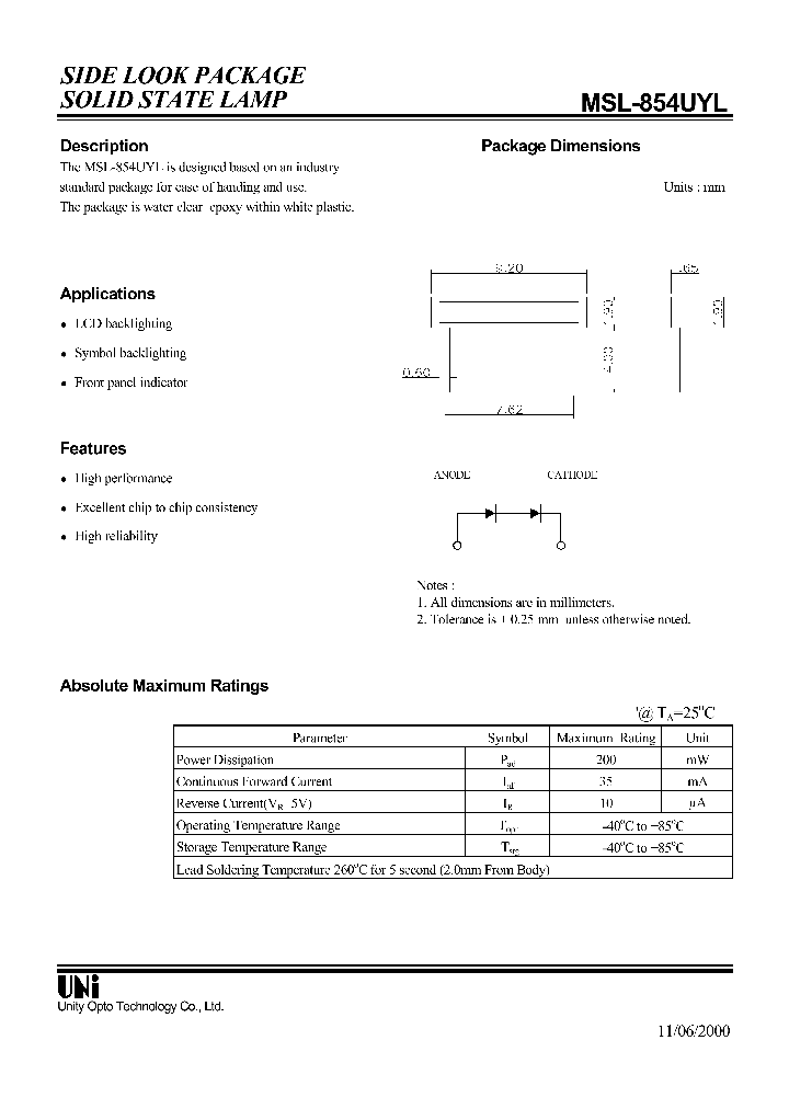 MSL-854UYL_1284517.PDF Datasheet
