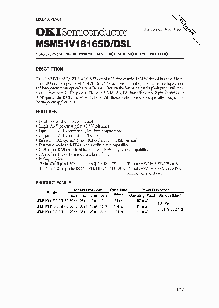 MSM51V18165DSL_1284618.PDF Datasheet