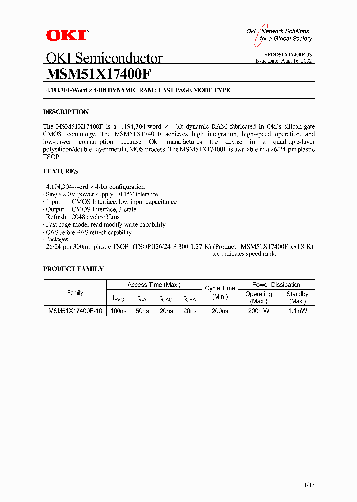 MSM51X17400F-10TS-K_1284621.PDF Datasheet