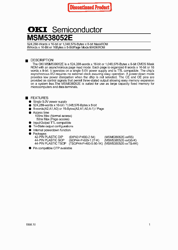 MSM538052E_1170188.PDF Datasheet