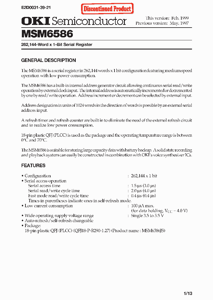 MSM6586JS_1284709.PDF Datasheet