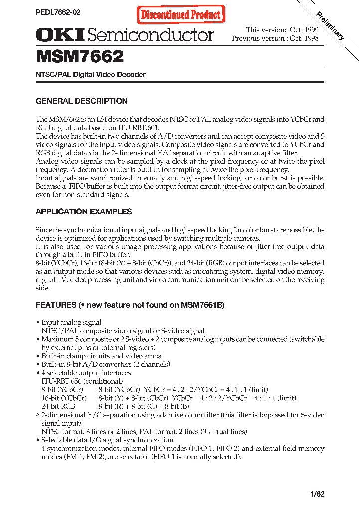 MSM7662_1284784.PDF Datasheet