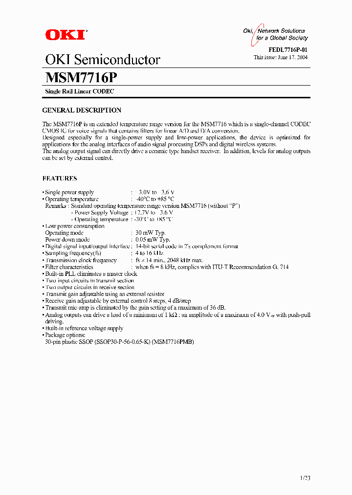 MSM7716P_1147955.PDF Datasheet