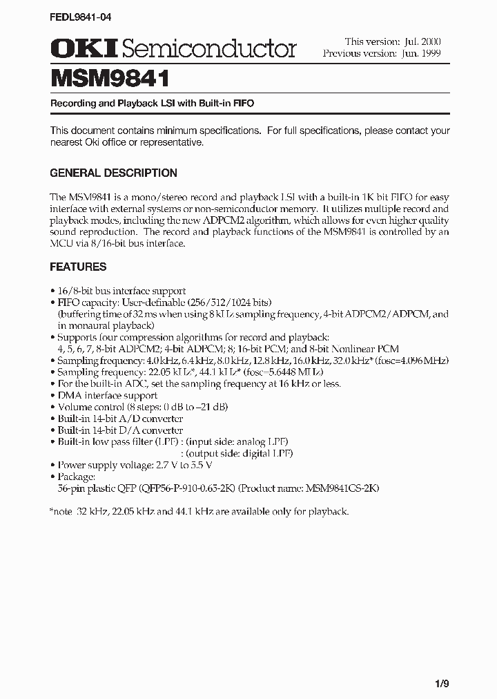 MSM9841GS-2K_1284828.PDF Datasheet