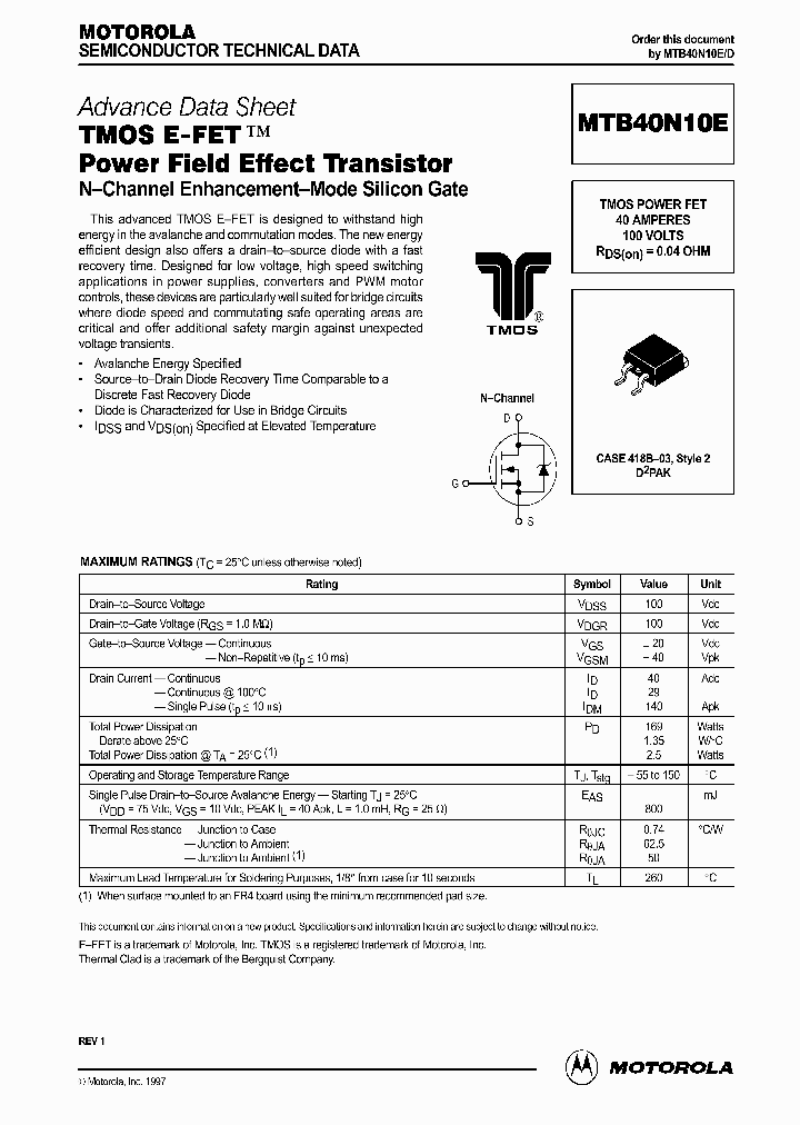 MTB40N10E_1285509.PDF Datasheet