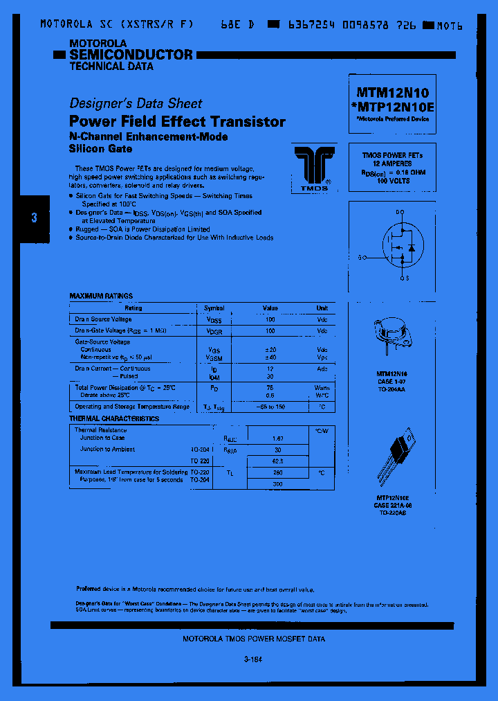MTM12N10E_1285771.PDF Datasheet