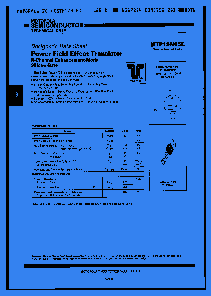 MTP15N05E_1136916.PDF Datasheet