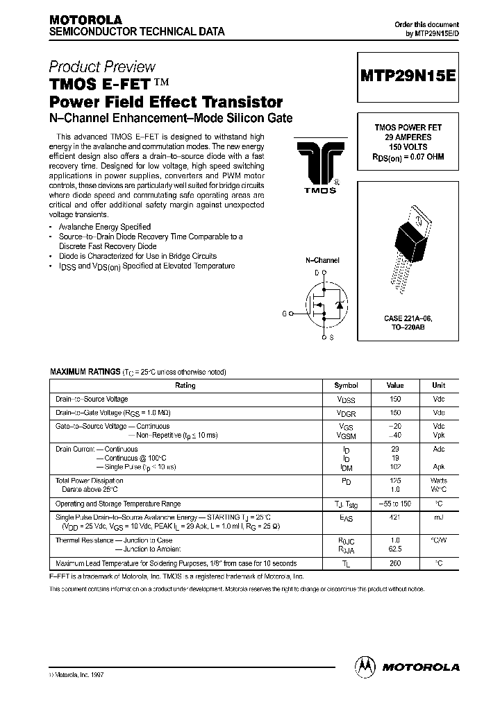 MTP29N15E_1285855.PDF Datasheet