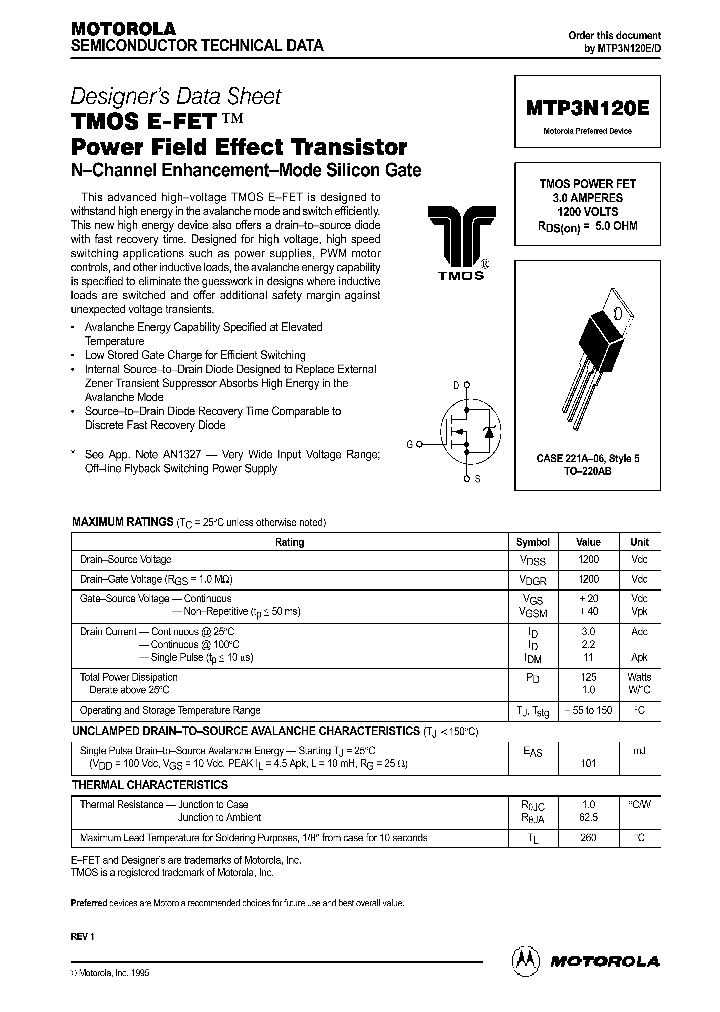 MTP3N120E_1061430.PDF Datasheet