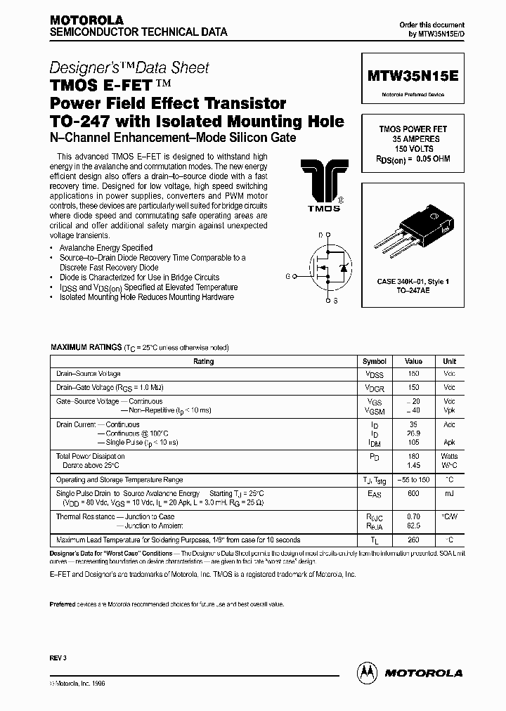 MTW35N15E_1285986.PDF Datasheet
