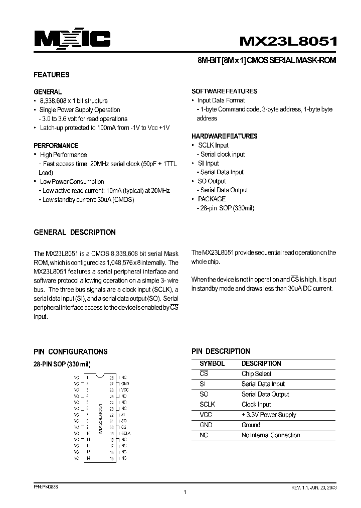 MX23L8051_1286606.PDF Datasheet