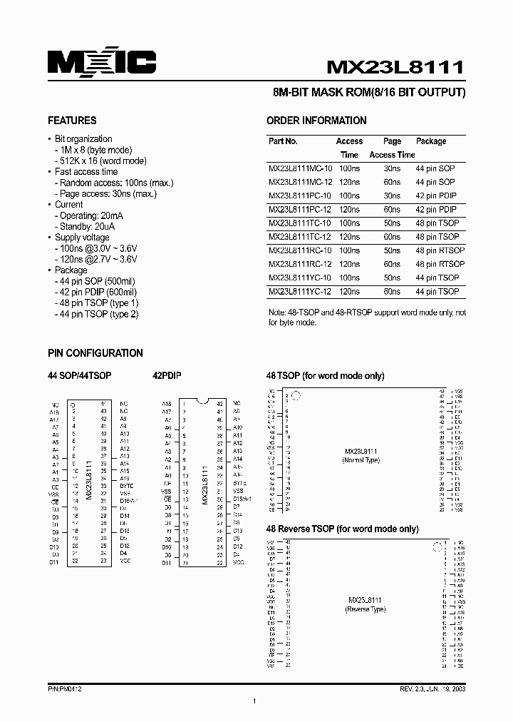 MX23L8111YC-12_1286610.PDF Datasheet