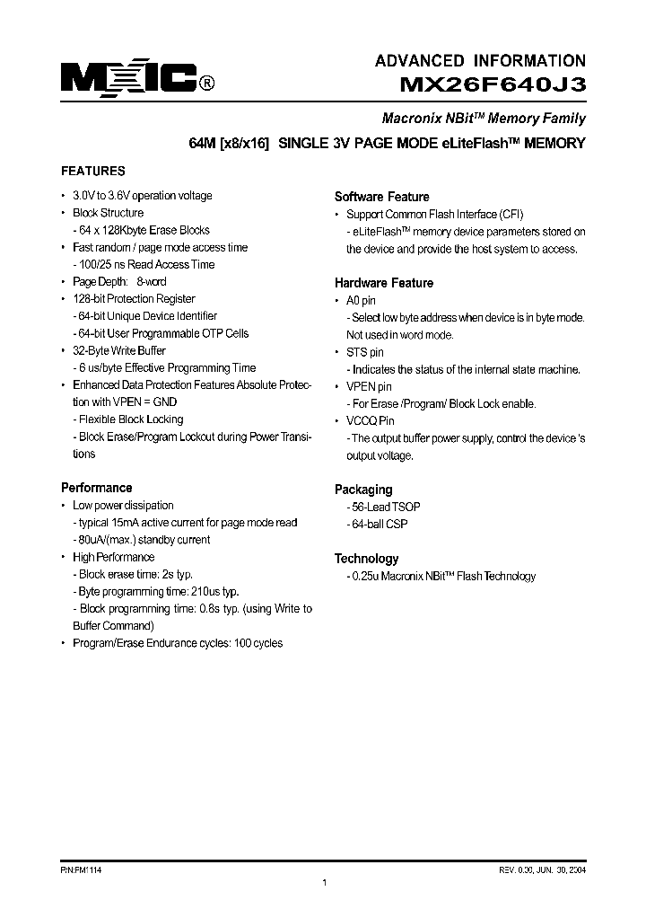MX26F640J3XCC-10_1286618.PDF Datasheet