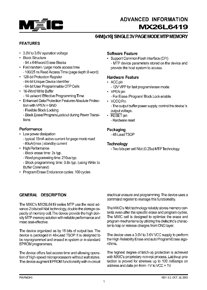 MX26L6419TC-10_1286622.PDF Datasheet