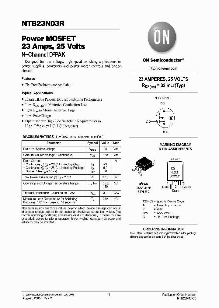 NTB23N03RT4G_1289914.PDF Datasheet