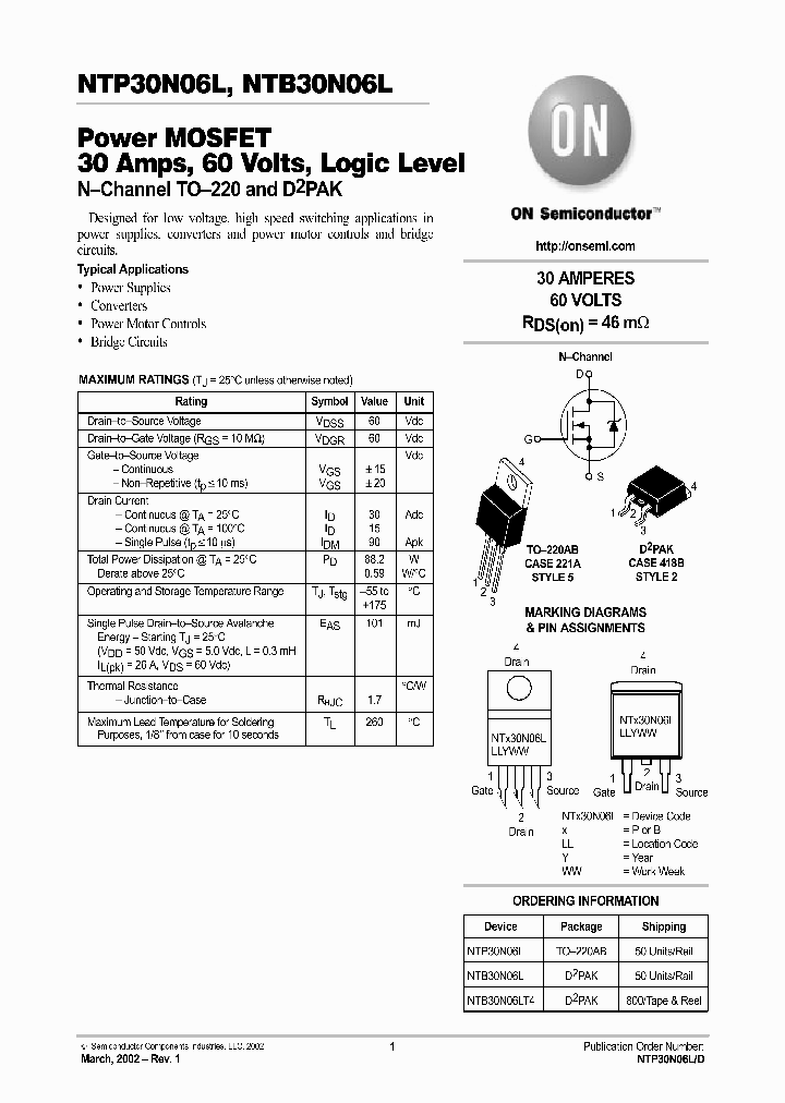 NTB30N06L_1174383.PDF Datasheet