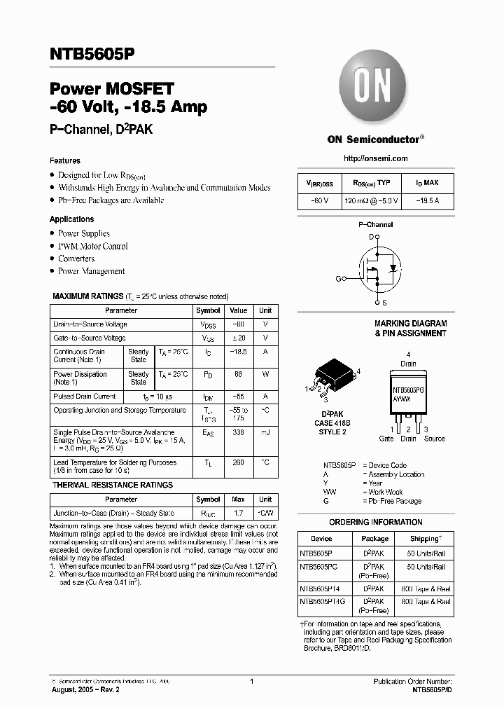 NTB5605P05_1289917.PDF Datasheet