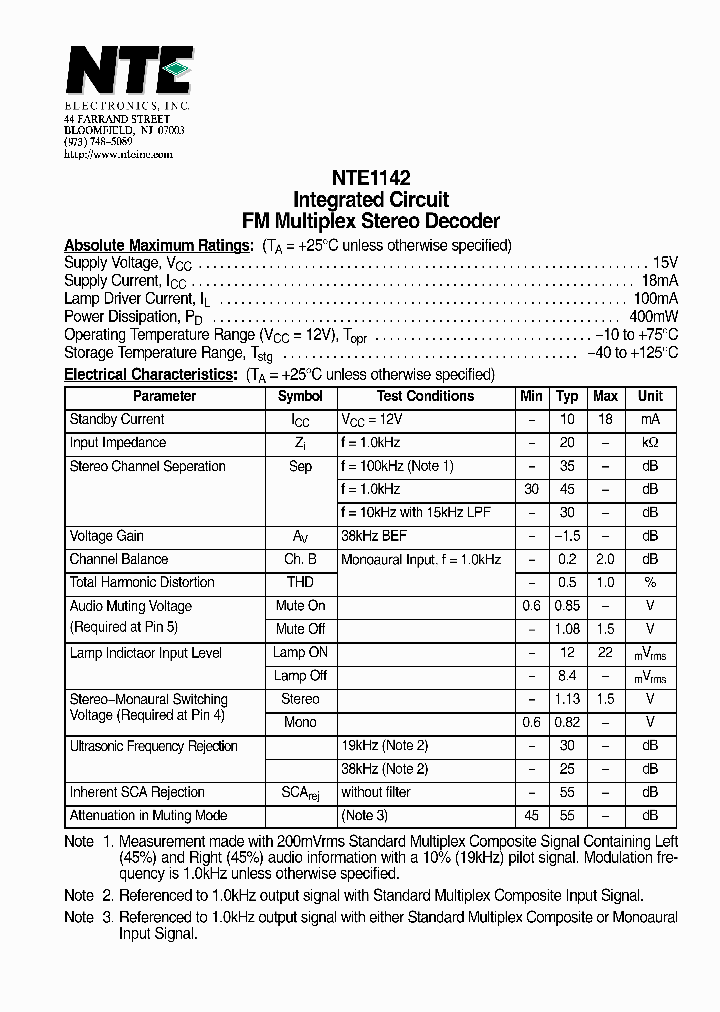 NTE1142_1290010.PDF Datasheet
