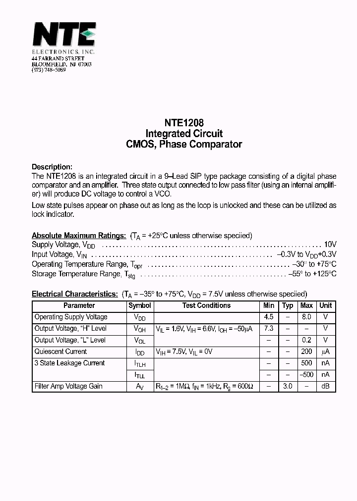 NTE1208_1290032.PDF Datasheet