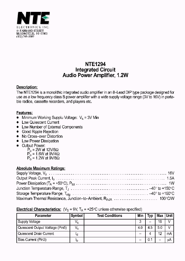 NTE1294_1290068.PDF Datasheet