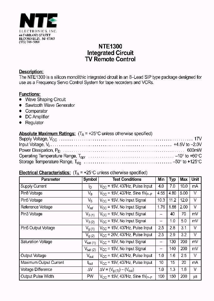 NTE1300_1290071.PDF Datasheet