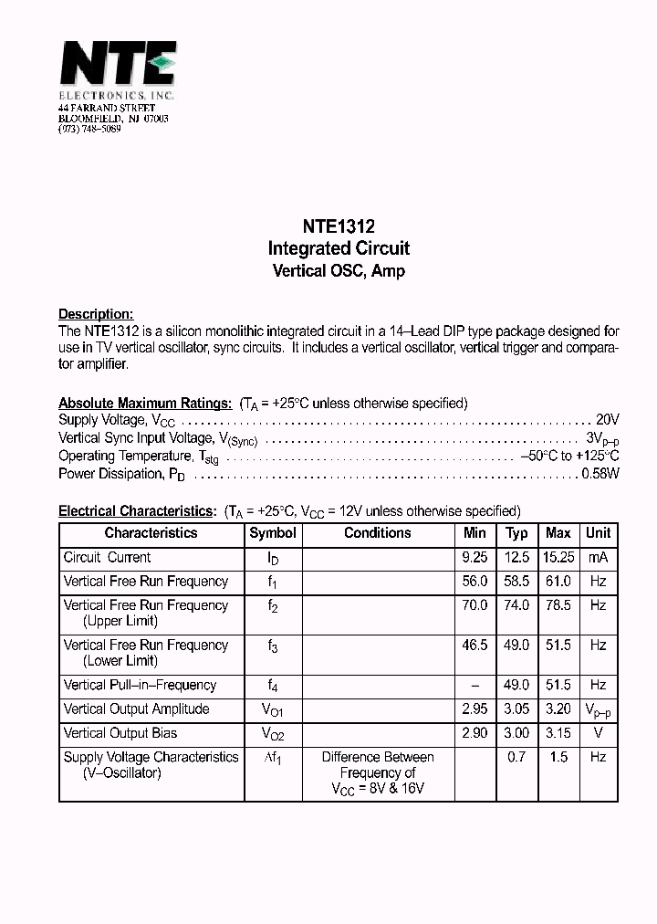 NTE1312_1290073.PDF Datasheet