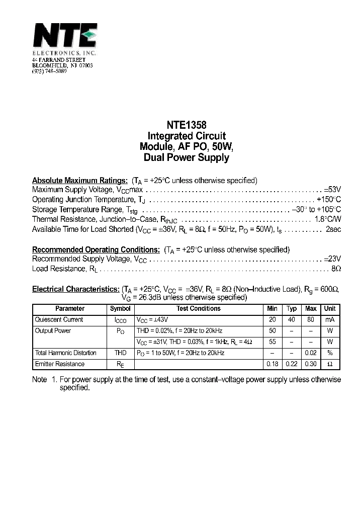 NTE1358_1290088.PDF Datasheet