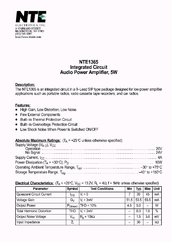 NTE1365_1290090.PDF Datasheet