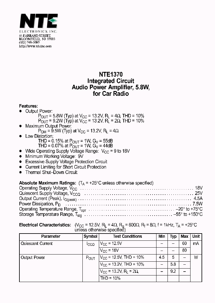 NTE1370_1290093.PDF Datasheet
