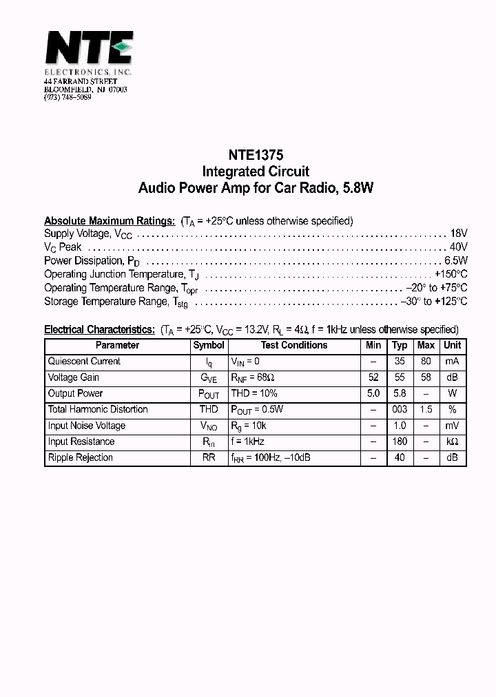 NTE1375_1290094.PDF Datasheet