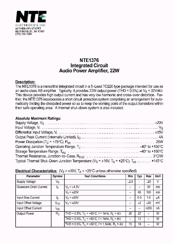 NTE1376_1290095.PDF Datasheet