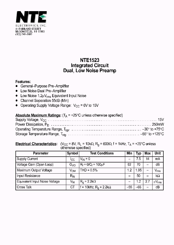NTE1523_1290163.PDF Datasheet